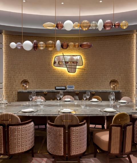Luxury hotel restaurant and dining room interior